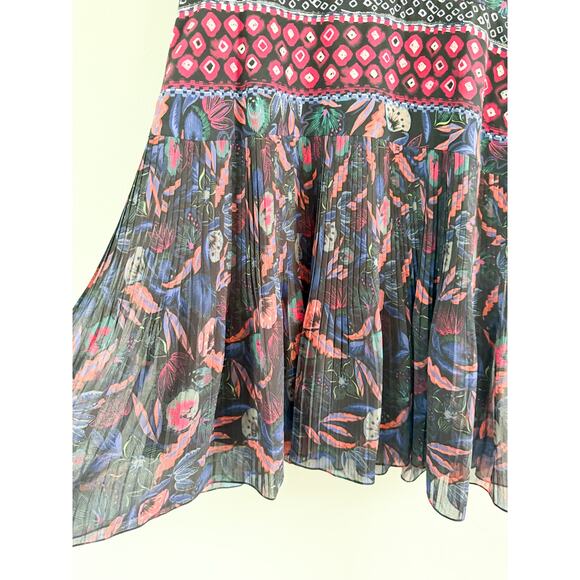 Saloni | Elodie-C A-Line Dress in Garnet Bandhani Placement Blue Red | Sz 8 - Picture 4 of 11